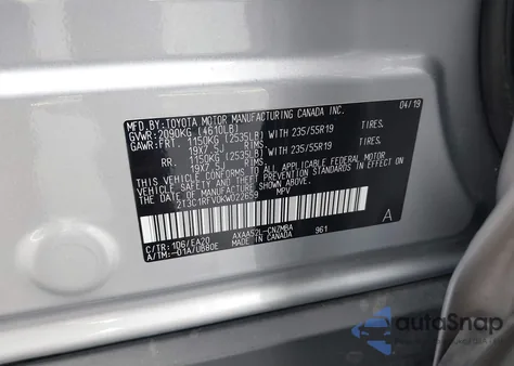 2019 Toyota Rav4 Xle Premium from USA, damaged, VIN 2T3C1RFV0KW022659